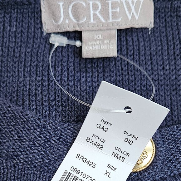 J. Crew Emilie Sweater Lady Jacket In Stripe XL Blue Ivory Cotton Office Casual - Picture 3 of 10